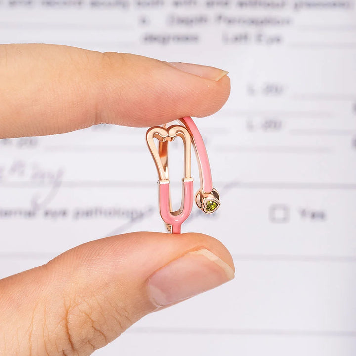 Anello Stetoscopio con Pietra Portafortuna Cuore