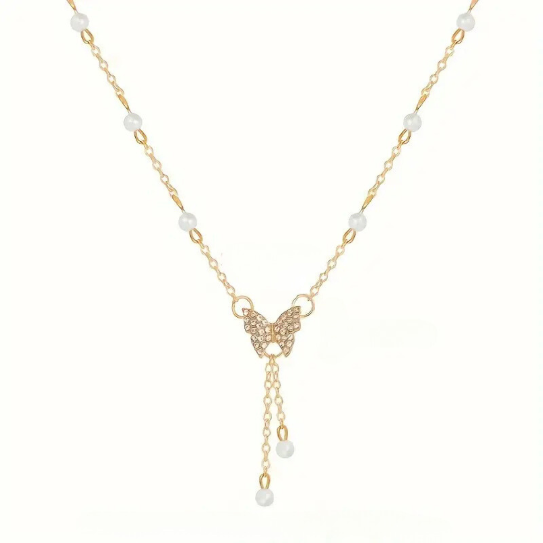 kkjoy Collana con Fiocco di Perle in Acciaio Inox Collana di kkjoy Collana con Fiocco di Perle in Acciaio Inox Collana di