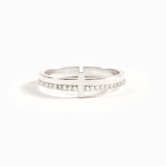 Anello Fede Regolabile In Argento Con Croce – Gioiello Unisex – Fatto A Mano - Foto 4