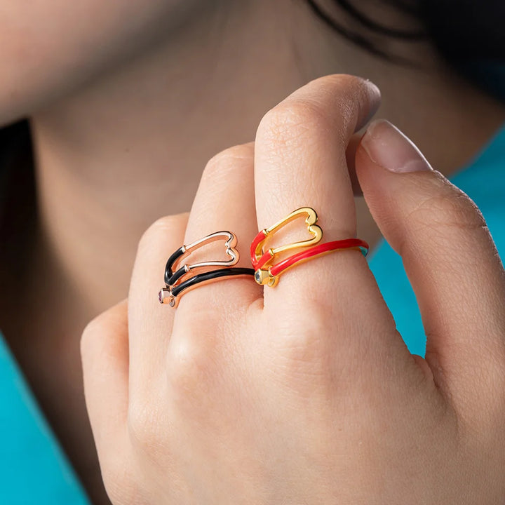 Anello Stetoscopio con Pietra Portafortuna Cuore