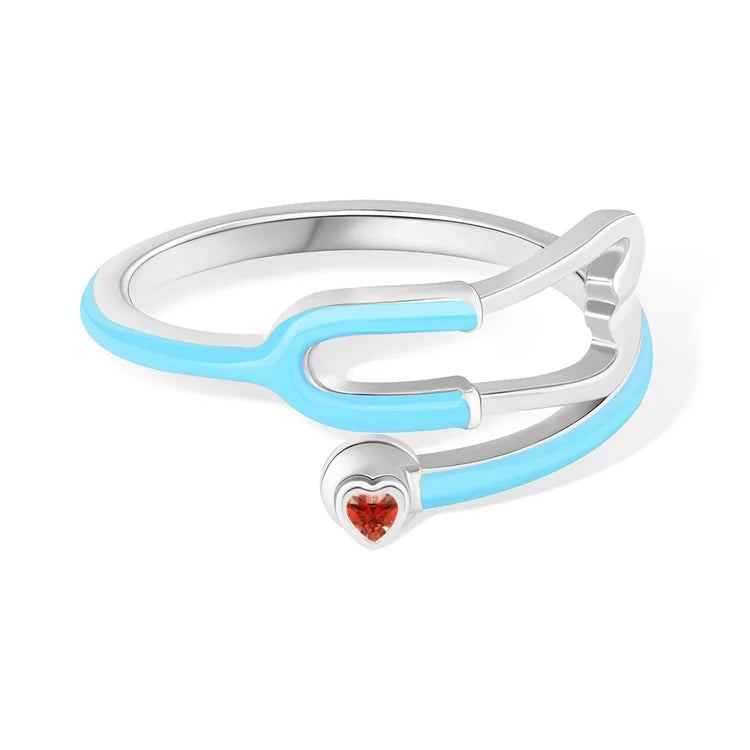 Anello Stetoscopio con Pietra Portafortuna Cuore