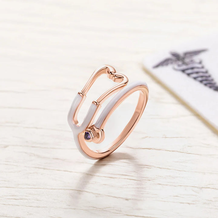 Anello Stetoscopio con Pietra Portafortuna Cuore