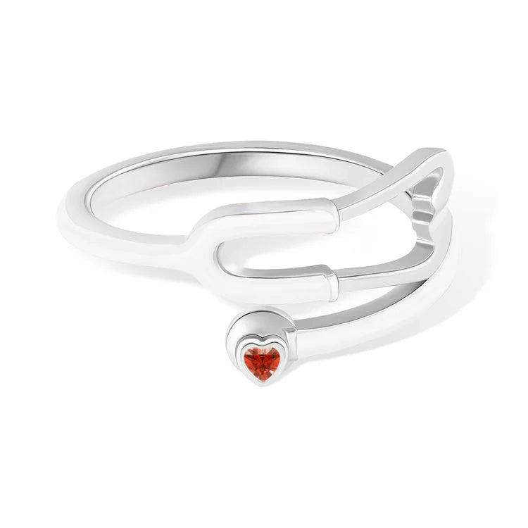 Anello Stetoscopio con Pietra Portafortuna Cuore