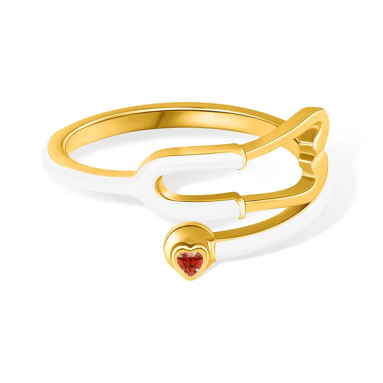 Anello Stetoscopio con Pietra Portafortuna Cuore