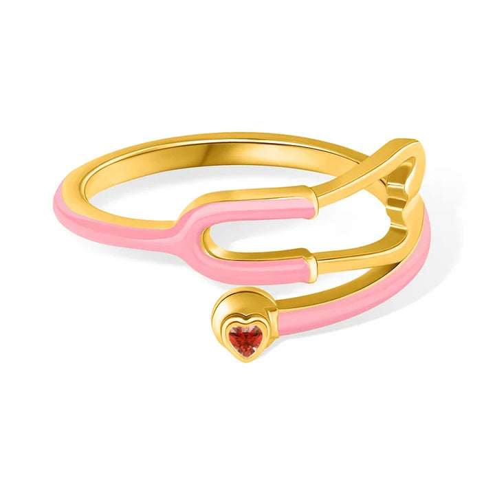 Anello Stetoscopio con Pietra Portafortuna Cuore