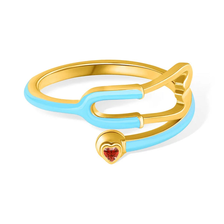 Anello Stetoscopio con Pietra Portafortuna Cuore