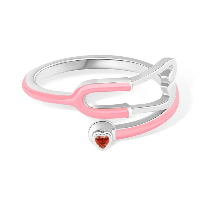 Anello Stetoscopio con Pietra Portafortuna Cuore